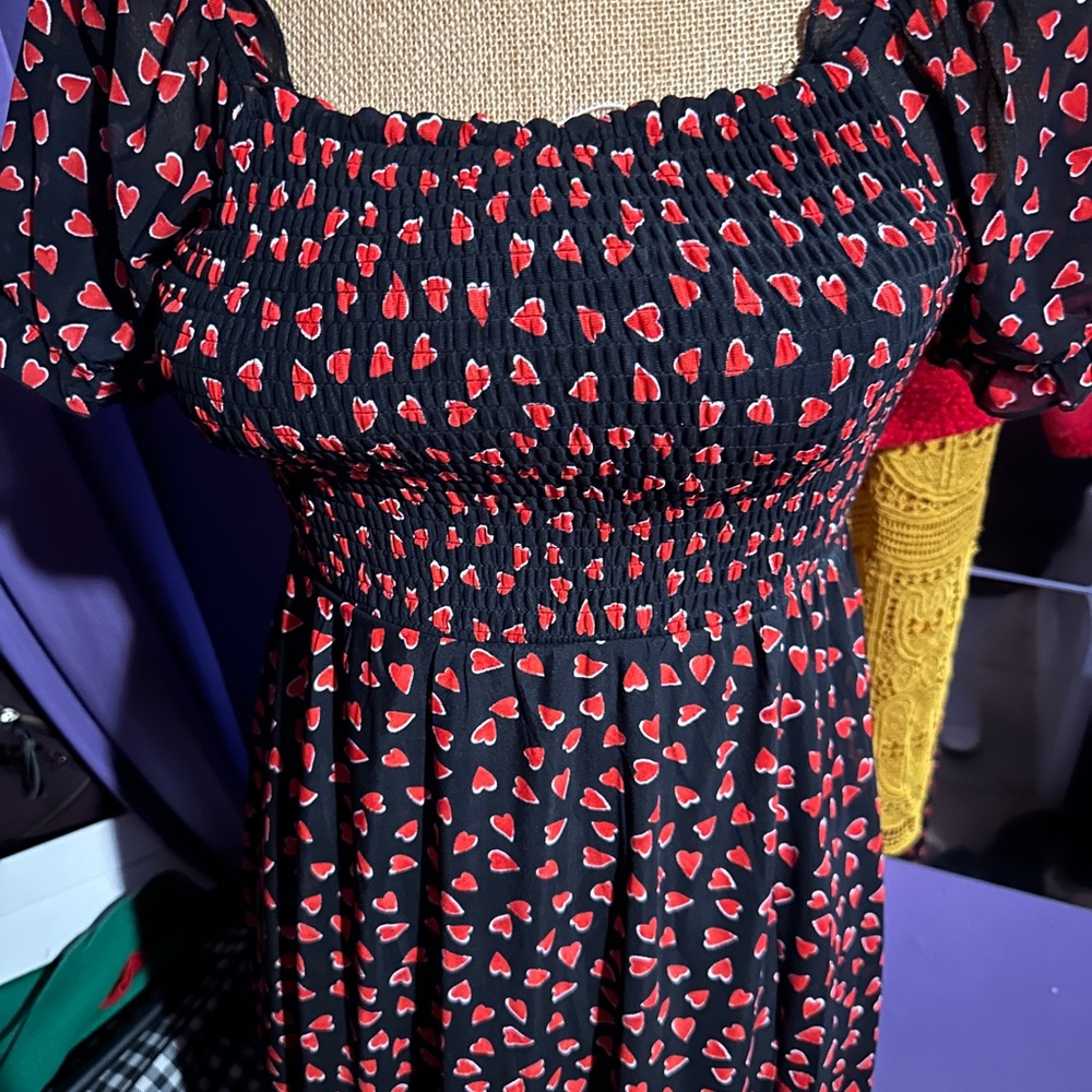 Blue Smocked Sundress with Puff Sleeves and Square Neck for Casual Occasions